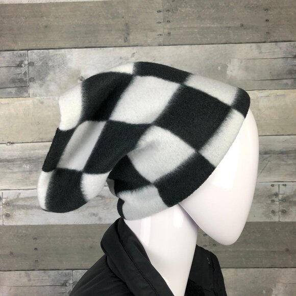 Buffalo Check Fleece Neck Warmer: Black and White Gaiter Scarf - Picture 3 of 9